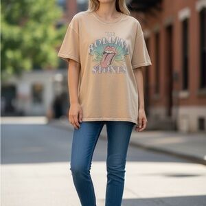 American Eagle Outfitters Beige Rolling Stones Tee